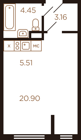 Студия 34.02 м²